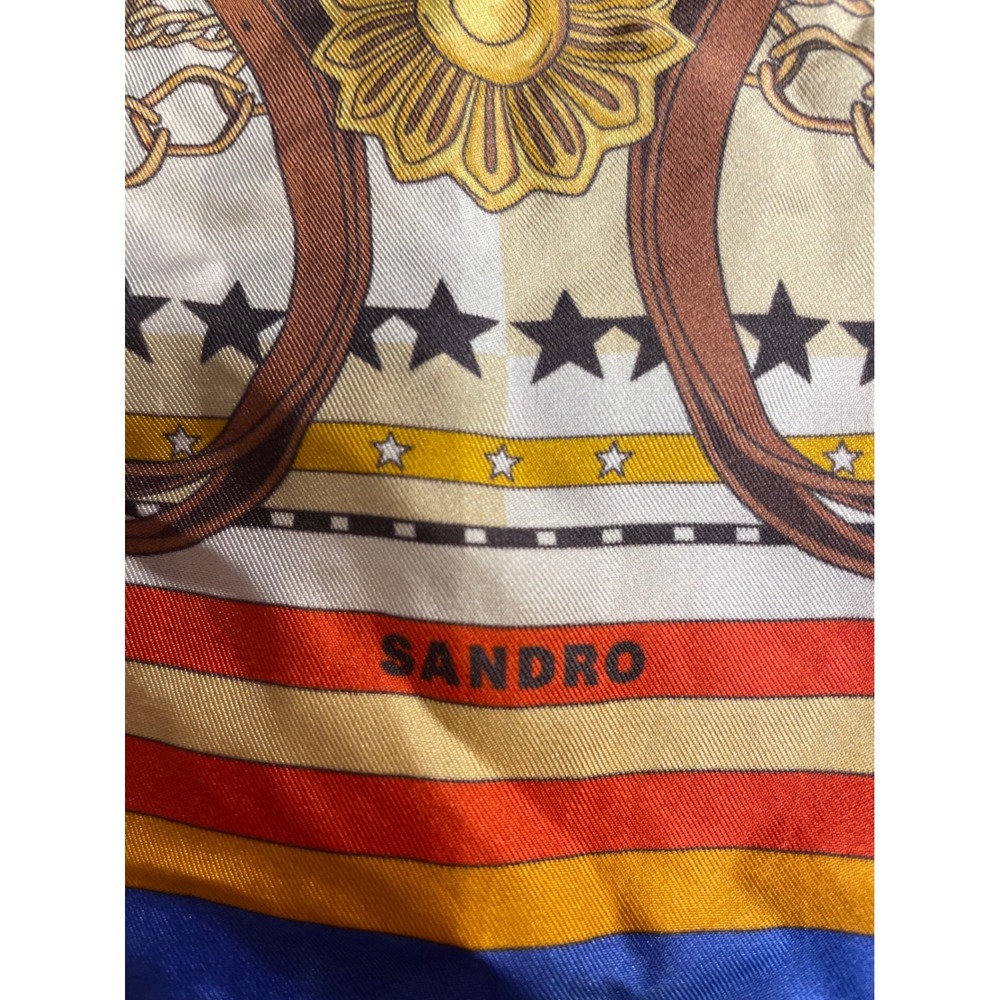 Sandro Le Grand Prix Rode Equestrian Scarf Silk Blue Red Yellow Horse Bit Design - Picture 5 of 5